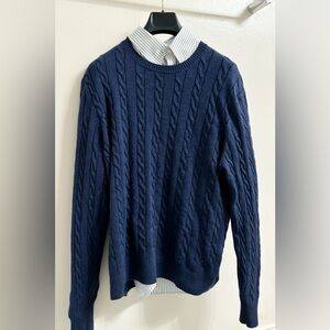 Brooks Brothers Cable Knit Sweater in Navy